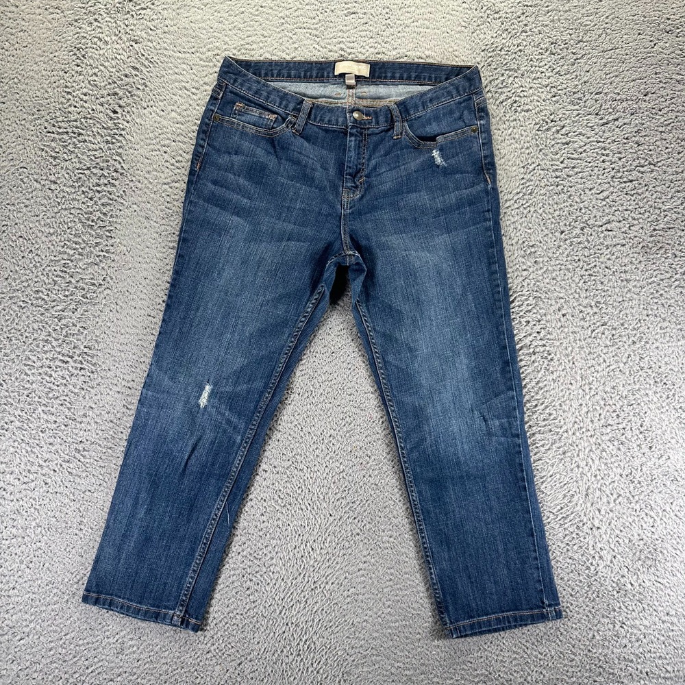 Banana Republic Jeans Womens 12P Blue Cotton Denim Boyfriend Faded Workwear
